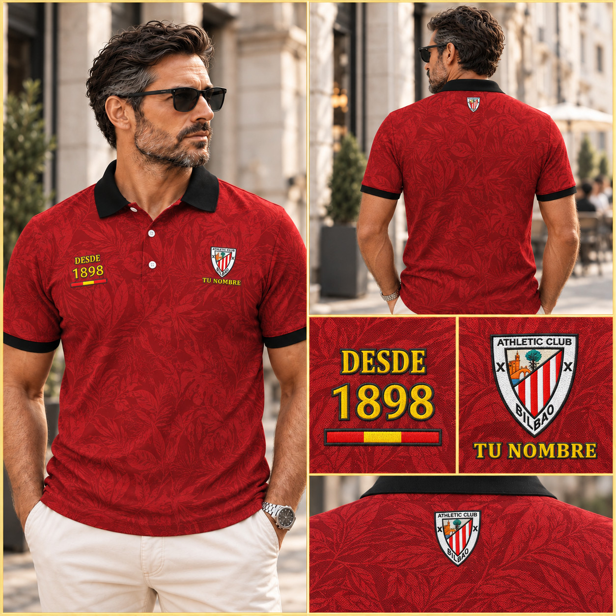 Athletic Bilbao Polo personalizado – Diseño elegante con bordado, nombre y año