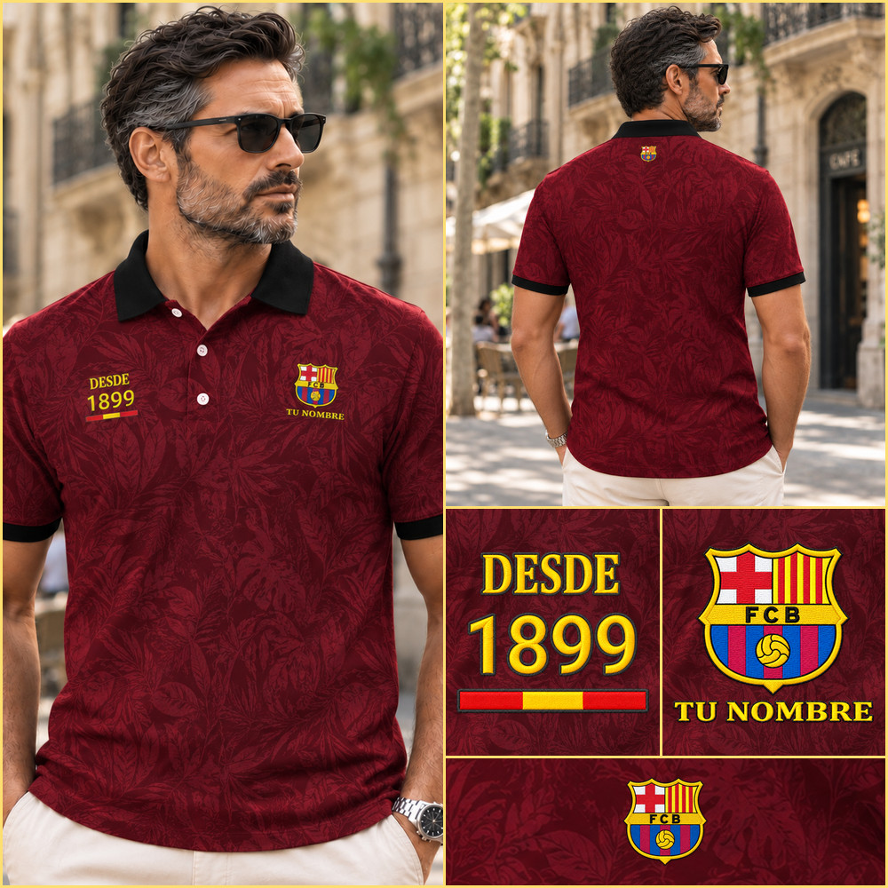 FC Barcelona Polo personalizado – Diseño elegante con bordado, nombre y año