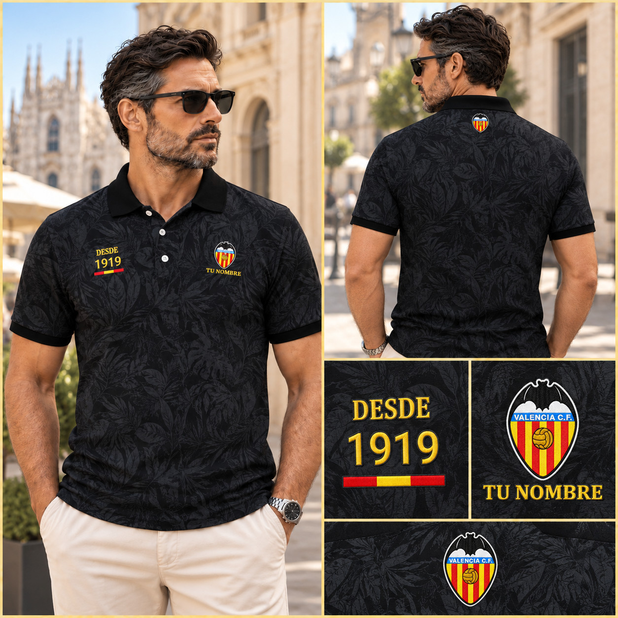 Valencia CF Polo personalizado – Diseño elegante con bordado, nombre y año